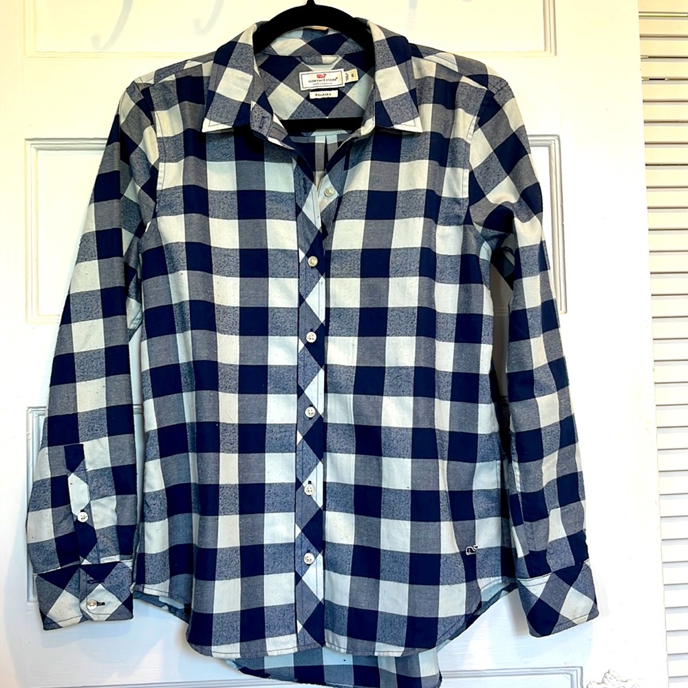 Blue checkered flannel
